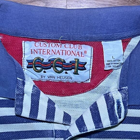 Vintage Rugby Polo Men’s L | 90s Red Blue Stripe Coastal Grandpa Retro Prep - Picture 5 of 8